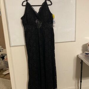 Night Way Collections Black Embellished Backless Maxi Gown